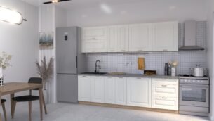 Bucătărie Maria Rame MDF Alb Fibră 2,6m C0 - imagine 3