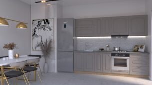 Bucătărie Maria Clasic NEW MDF Cappuccino Fibră 2,6m HC - imagine 3