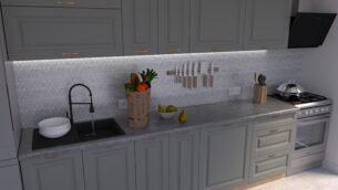 Bucătărie Maria Chenar MDF Gri Soft 2,6m C0 - imagine 4