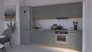 Bucătărie Maria Rame MDF Gri Soft 2,6m HC - imagine 3