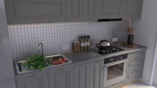 Bucătărie Maria Rame MDF Gri Soft 2,6m HC - imagine 4