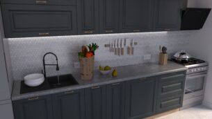 Bucătărie Maria Chenar MDF Satină Fibră 2,6m C0 - imagine 4