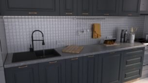 Bucătărie Maria Rame MDF Satină Fibră 2,0m C0 - imagine 3