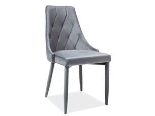 Scaun tapitat TRIX Velvet, gri/negru, stofa catifelata/metal, 49x47x89 cm