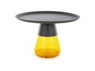 Masuta cafea TIFFANY B BLACK, portocaliu/negru, metal/sticla, 70x43 cm