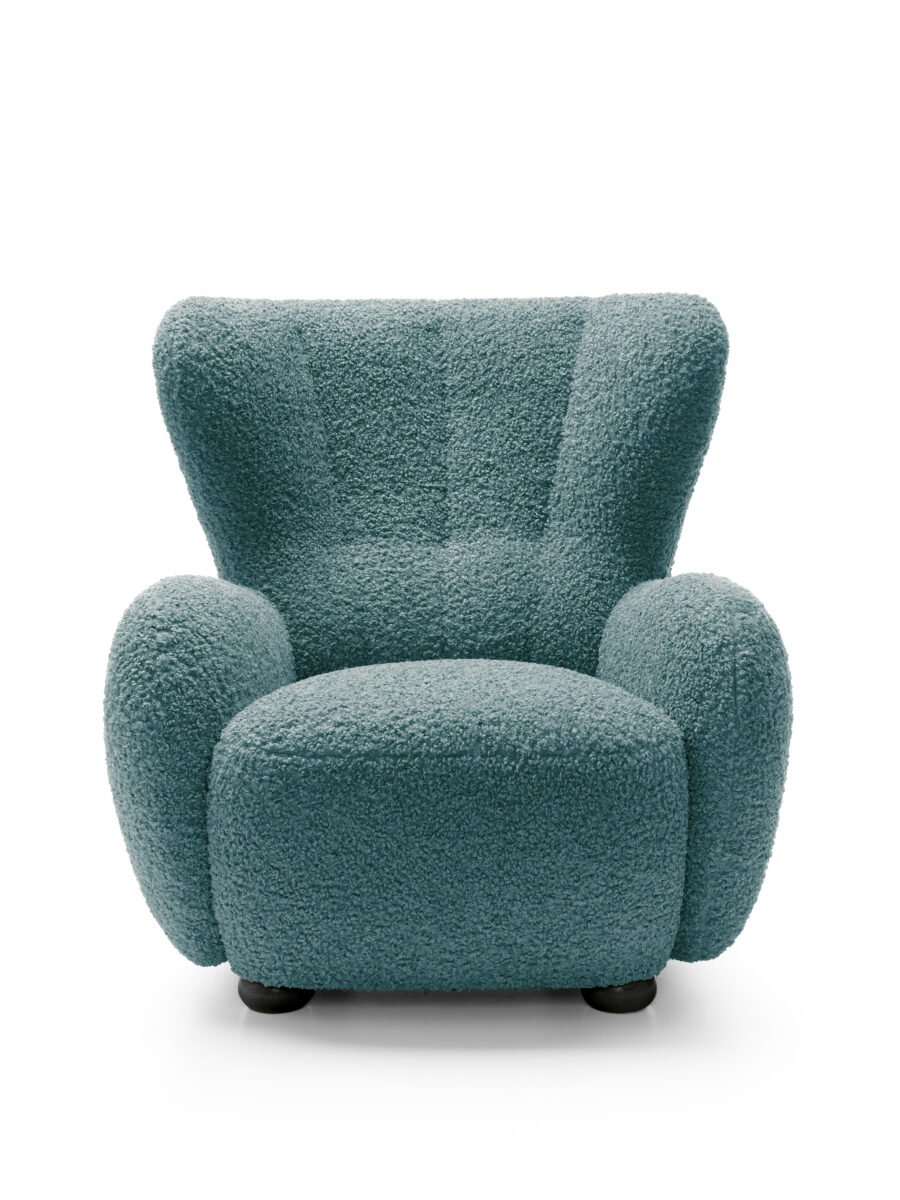 Fotoliu CIRO, stofa boucle, culoare turcoaz închis, 88×100×91 cm - imagine 1