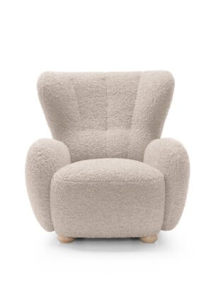 Fotoliu CIRO, stofa boucle, culoare bej, 88×100×91 cm