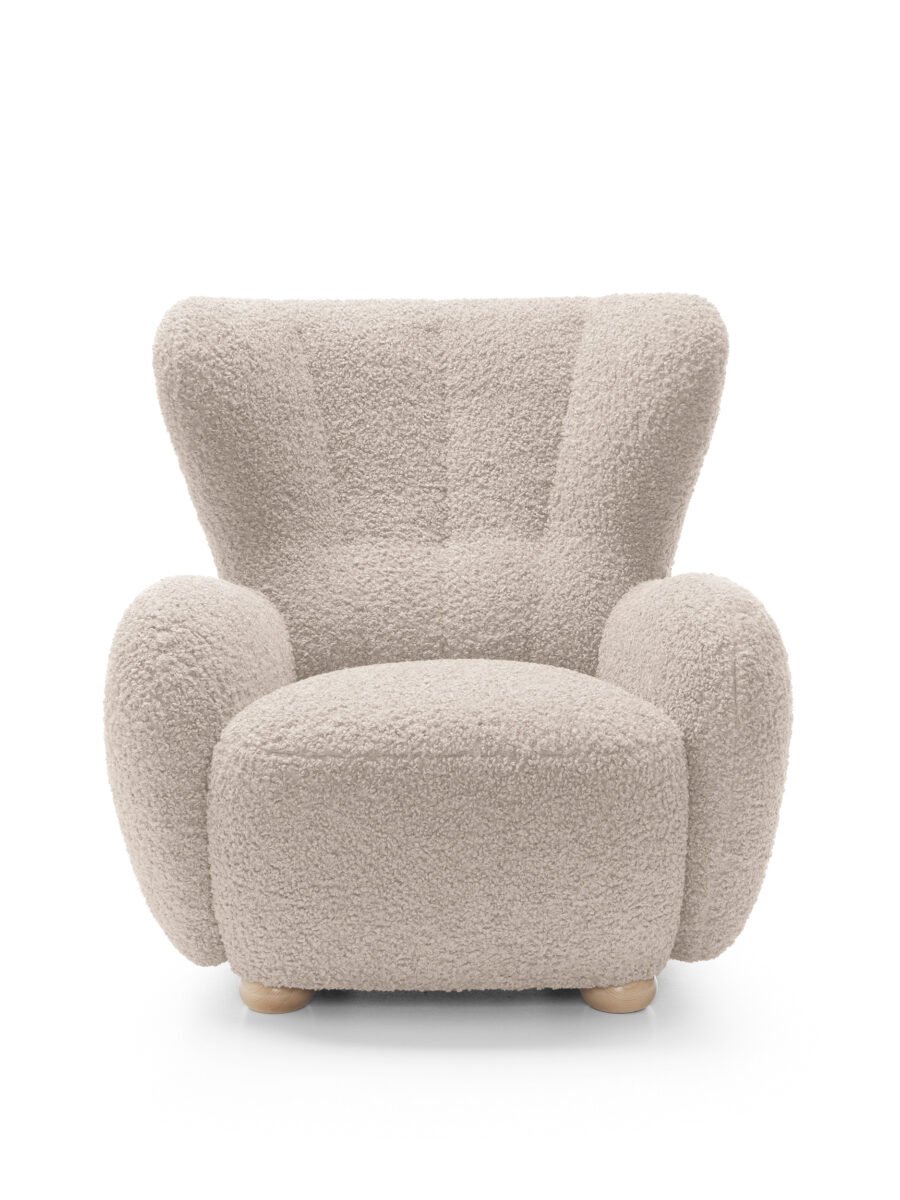 Fotoliu CIRO, stofa boucle, culoare bej, 88×100×91 cm - imagine 1