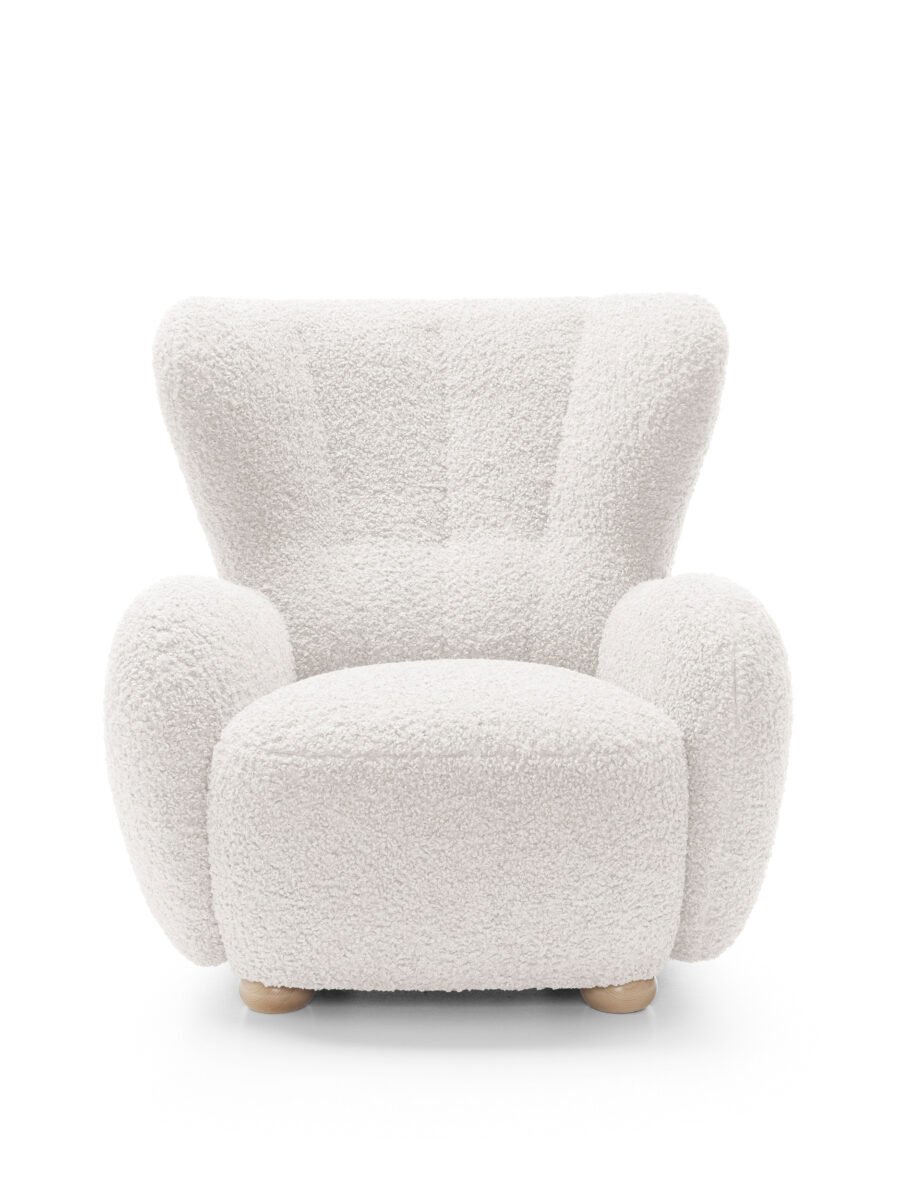 Fotoliu CIRO, stofa boucle, culoare alb, 88×100×91 cm - imagine 1