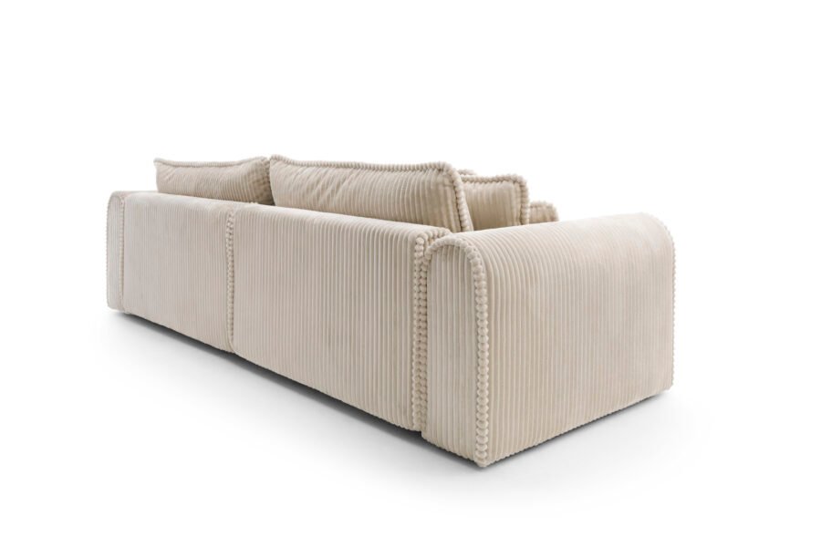 Canapea extensibilă Bravia MAX-size, 302cm, extensie 2 zone, culoare ivory, material fluffy velur raiat premium, extensie 244×182 cm - imagine 4