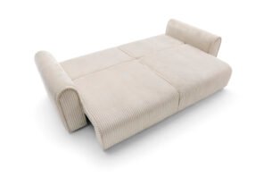 Canapea extensibilă Bravia MAX-size, 302cm, extensie 2 zone, culoare ivory, material fluffy velur raiat premium, extensie 244×182 cm - imagine 2