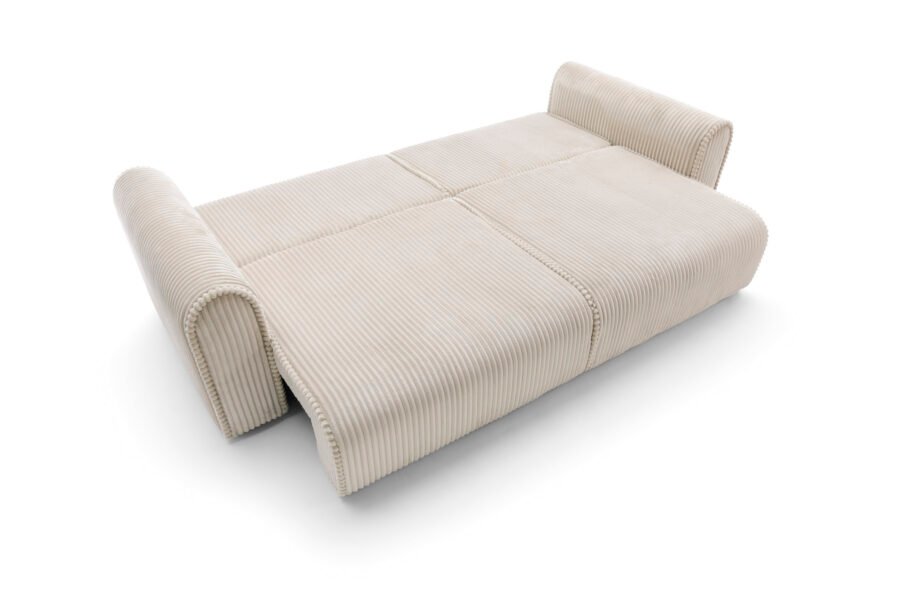 Canapea extensibilă Bravia MAX-size, 302cm, extensie 2 zone, culoare ivory, material fluffy velur raiat premium, extensie 244×182 cm - imagine 2