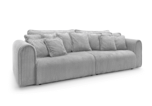 Canapea extensibilă Bravia MAX-size, 302cm, extensie 2 zone, culoare gri, material fluffy velur raiat premium, extensie 244×182 cm - imagine 3