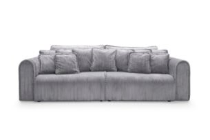 Canapea extensibilă Bravia MAX-size, 302cm, extensie 2 zone, culoare gri închis, material fluffy velur raiat premium, extensie 244×182 cm - imagine 6