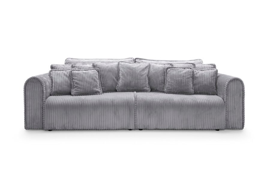 Canapea extensibilă Bravia MAX-size, 302cm, extensie 2 zone, culoare gri închis, material fluffy velur raiat premium, extensie 244×182 cm - imagine 6