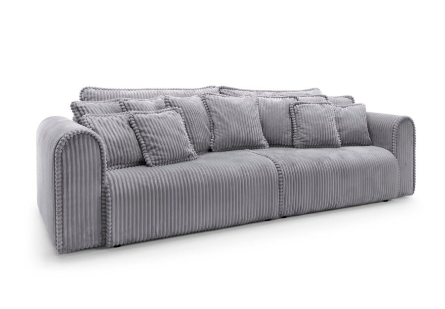 Canapea extensibilă Bravia MAX-size, 302cm, extensie 2 zone, culoare gri închis, material fluffy velur raiat premium, extensie 244×182 cm - imagine 3