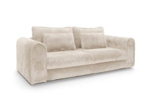 Canapea extensibilă Bravia MINI-size, culoare ivory, material fluffy velur raiat premium, 260cm lungime, extensie 200×160 cm - imagine 3