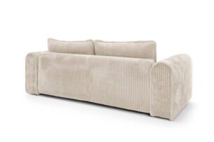 Canapea extensibilă Bravia MINI-size, culoare ivory, material fluffy velur raiat premium, 260cm lungime, extensie 200×160 cm - imagine 4
