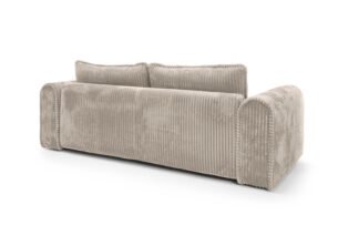 Canapea extensibilă Bravia MINI-size, culoare bej, material fluffy velur raiat premium, 260cm lungime, extensie 200×160 cm - imagine 4
