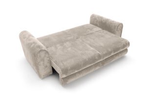 Canapea extensibilă Bravia MINI-size, culoare bej, material fluffy velur raiat premium, 260cm lungime, extensie 200×160 cm - imagine 2