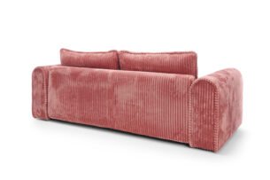 Canapea extensibilă Bravia MINI-size, culoare roz, material fluffy velur raiat premium, 260cm lungime, extensie 200×160 cm - imagine 4