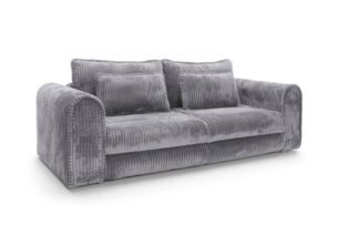 Canapea extensibilă Bravia MINI-size, culoare gri închis, material fluffy velur raiat premium, 260cm lungime, extensie 200×160 cm - imagine 3