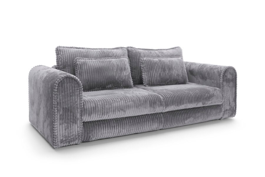 Canapea extensibilă Bravia MINI-size, culoare gri închis, material fluffy velur raiat premium, 260cm lungime, extensie 200×160 cm - imagine 3