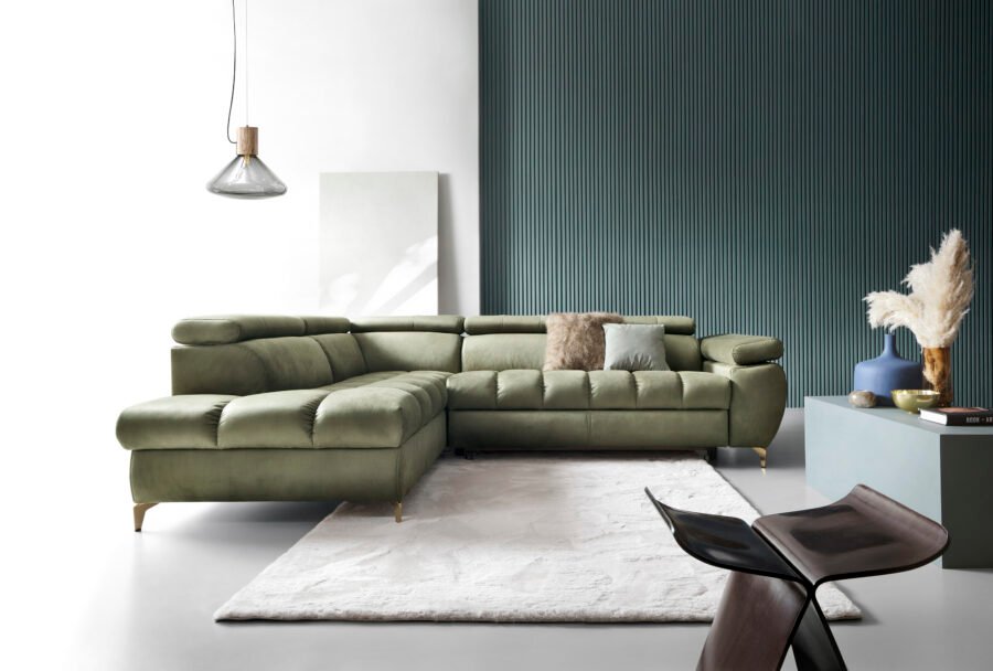 Coltar extensibil LUGANO II, 272x202cm, picioare aurii, stofa premium, dreapta - imagine 1
