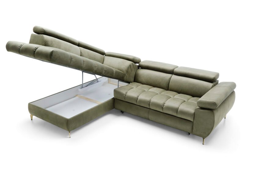 Coltar extensibil LUGANO II, 272x202cm, picioare aurii, stofa premium, dreapta - imagine 3