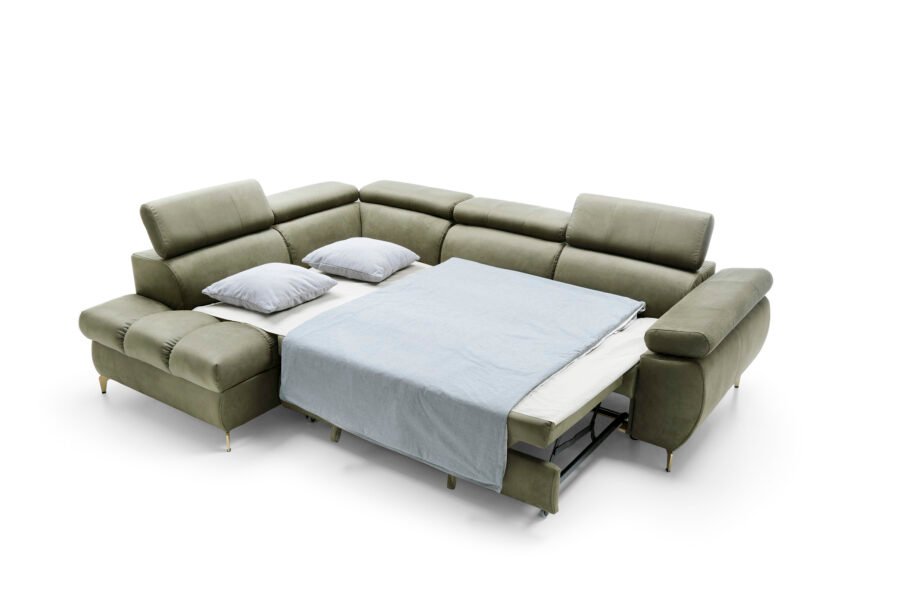 Coltar extensibil LUGANO II, 272x202cm, picioare aurii, stofa premium, dreapta - imagine 4