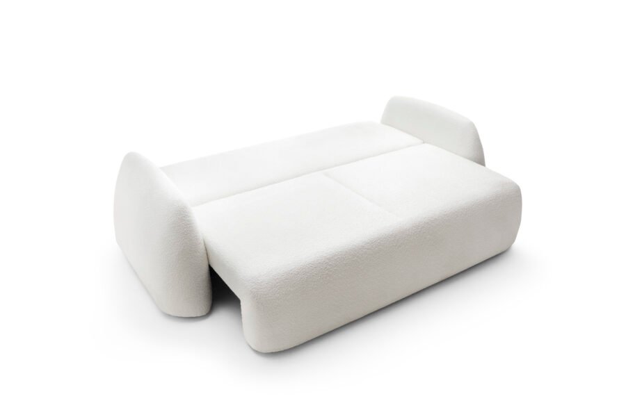 Canapea extensibila MONELLO cu ladă de depozitare, culoare ivory, material boucle fin, 259 cm, extensia 160×200 cm - imagine 3