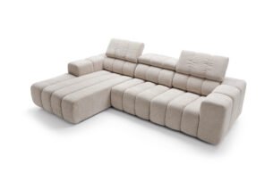 Colțar modular ZURIA cu tetiere reglabile, cusături verticale, 288x188 cm, stanga - imagine 2