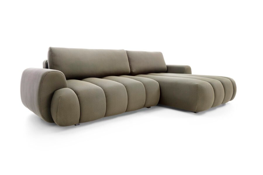Colțar extensibil PASSO M, spațiu de depozitare, cusături verticale, 272x168 cm, culoare maro grafit, stofă efect 4D, stanga - imagine 4