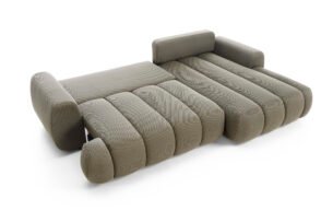 Colțar extensibil PASSO M, spațiu de depozitare, cusături verticale, 272x168 cm, culoare maro grafit, stofă efect 4D, stanga - imagine 2