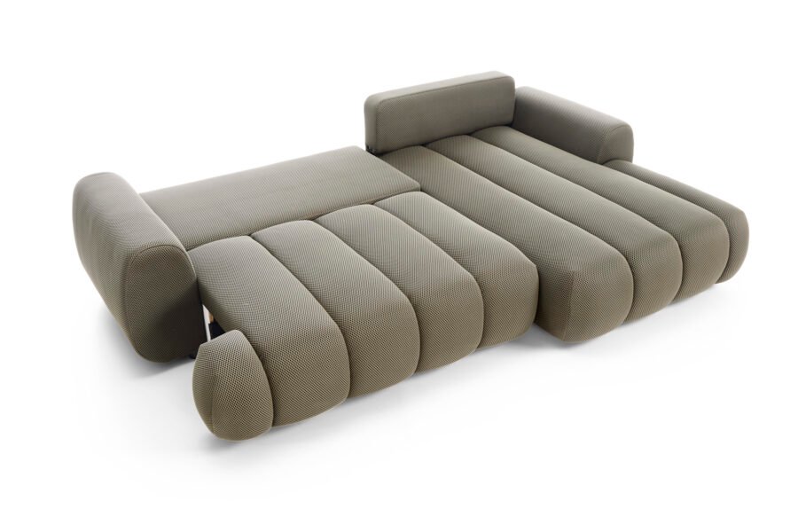 Colțar extensibil PASSO M, spațiu de depozitare, cusături verticale, 272x168 cm, culoare maro grafit, stofă efect 4D, stanga - imagine 2