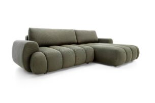 Colțar extensibil PASSO M, spațiu de depozitare, cusături verticale, 272x168 cm, culoare verde olive închis, stofă efect 4D, dreapta - imagine 4