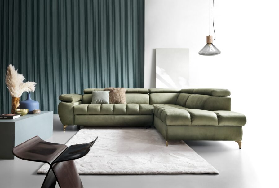 Coltar extensibil LUGANO II, 272x202cm, picioare aurii, stofa premium, dreapta - imagine 1