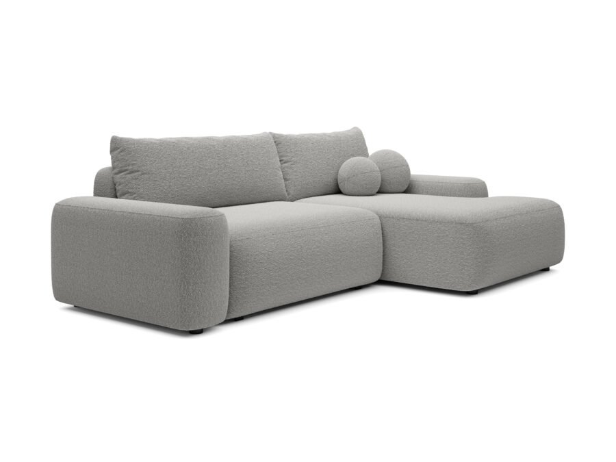 Colțar extensibil LOOP, spațiu de depozitare, 264x162 cm, culoare gri deschis, stofă boucle dens moale, dreapta - imagine 4