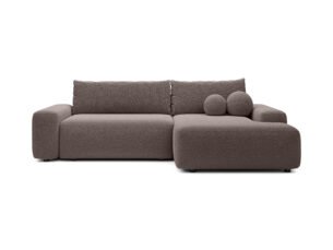 Colțar extensibil LOOP, spațiu de depozitare, 264x162 cm, culoare taupe-brun deschis, stofă boucle dens moale, dreapta