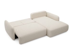 Colțar extensibil MOSSA, spațiu de depozitare, 243x163 cm, culoare bej deschis, stofă chenille densă impermeabilă, dreapta - imagine 2