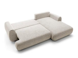 Colțar extensibil POCKET M, spațiu de depozitare, 270x167 cm, culoare bej deschis, stofă premium, dreapta - imagine 2