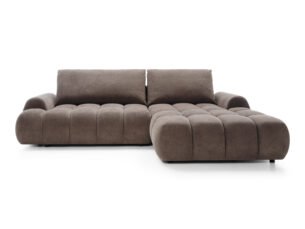 Colțar extensibil RIMINI M120, spațiu de depozitare, cusături verticale, 280x178 cm, culoare maro ciocolatiu, stofă chenille, dreapta