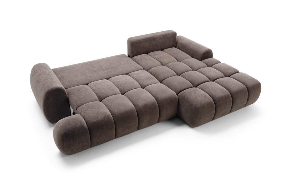 Colțar extensibil RIMINI M120, spațiu de depozitare, cusături verticale, 280x178 cm, culoare maro ciocolatiu, stofă chenille, stanga - imagine 2