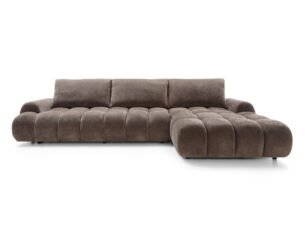 Colțar extensibil RIMINI M180, spațiu de depozitare, cusături verticale, 340x178 cm, culoare maro ciocolatiu, stofă chenille, dreapta