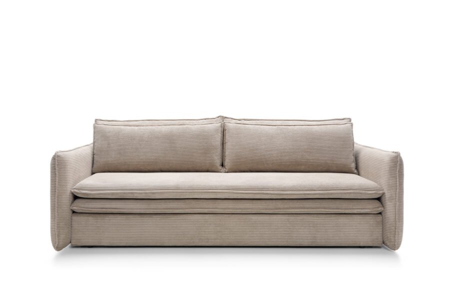 Canapea extensibilă TILIA SLIM, 229 cm, culoare bej, stofă velur raiat pet-friendly, extensia 200×140 cm - imagine 2