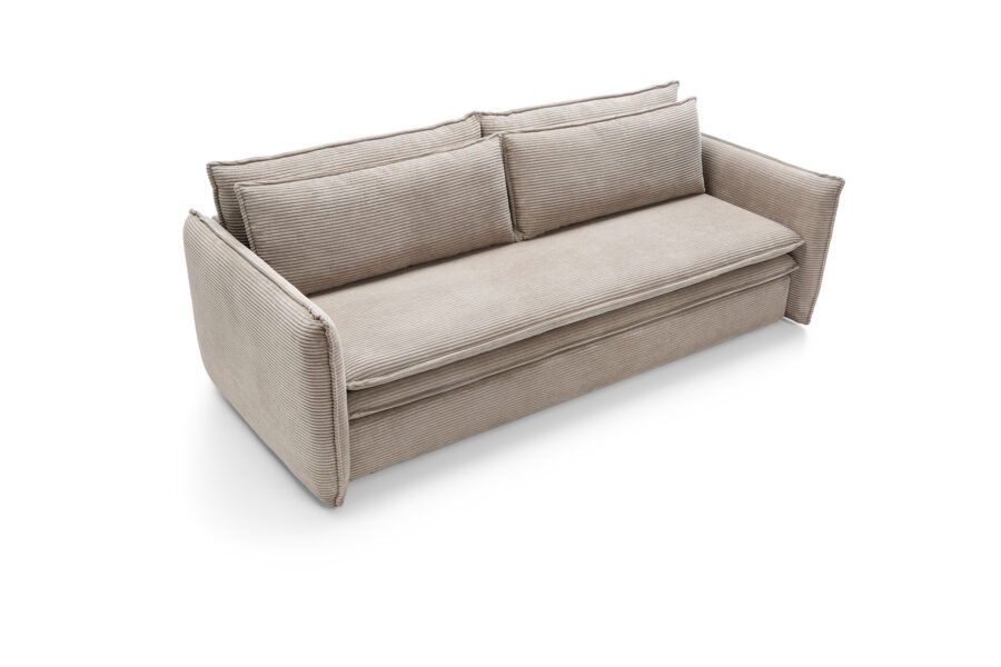 Canapea extensibilă TILIA SLIM, 229 cm, culoare bej, stofă velur raiat pet-friendly, extensia 200×140 cm - imagine 5