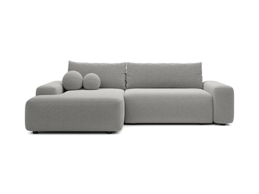 Colțar extensibil LOOP, spațiu de depozitare, 264x162 cm, culoare gri deschis, stofă boucle dens moale, stanga - imagine 1