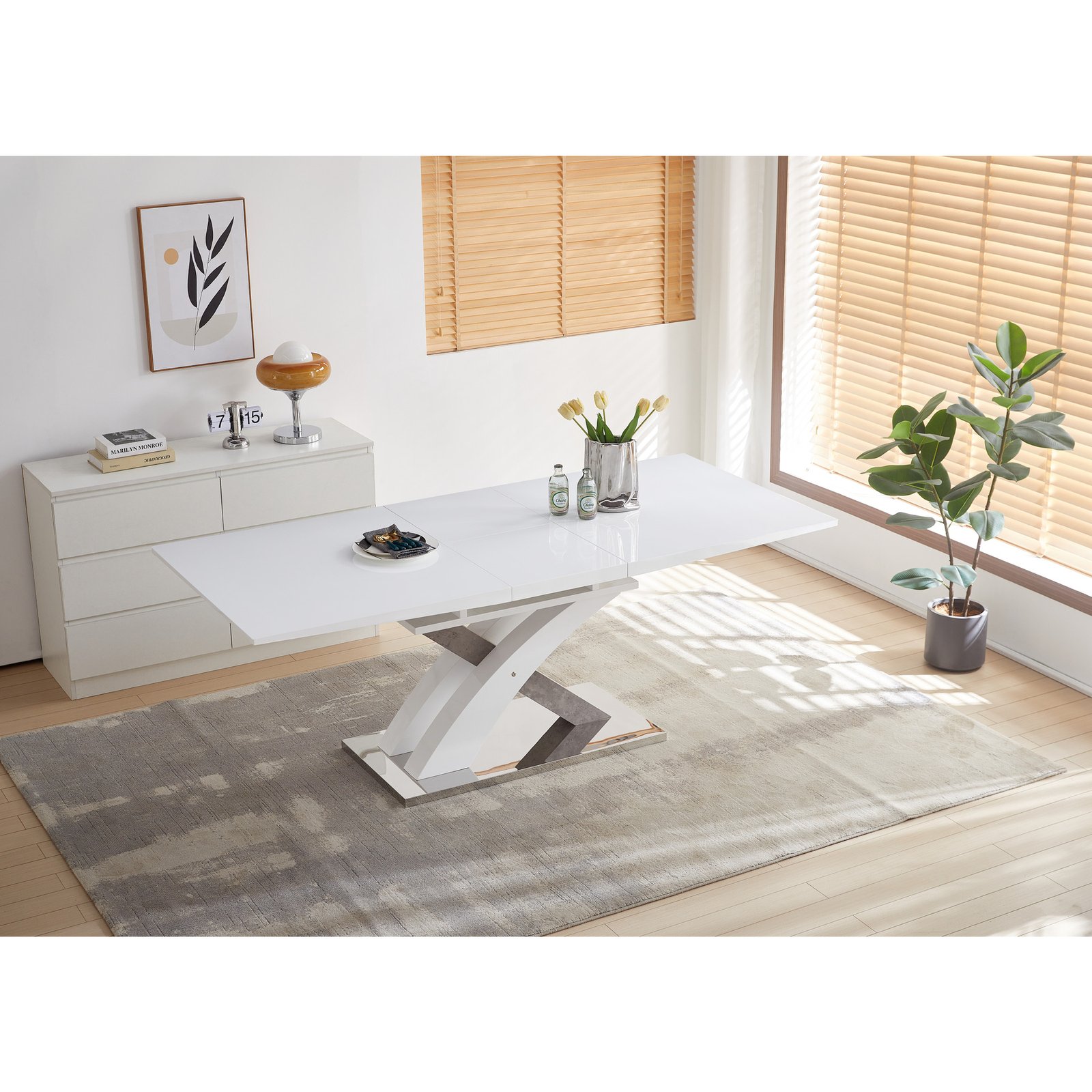 cosco Masa extensibila Cosco, 160-200x90x76 cm, alb/gri - imagine 1