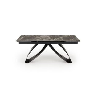 Masa extensibila DECIN, blat ceramic, 180-260x90x76 cm, negru/alb crimeea