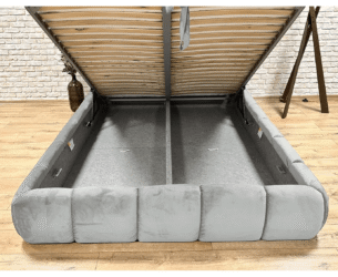 Pat tapițat FLORENCE 180x200, material catifea, somieră metalică rabatabilă, spațiu depozitare, seria PREMIUM - imagine 3